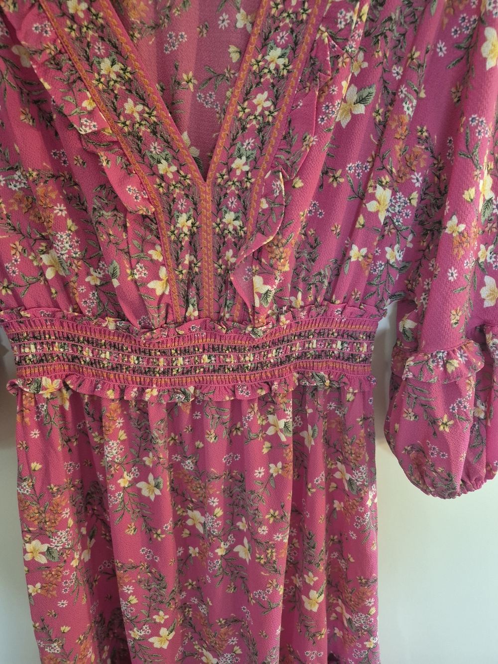 Max Studio Pink Floral Prairie Boho Dress M - Picture 4 of 8